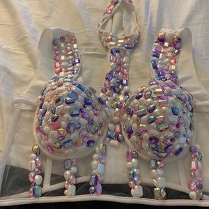 FashionNova Halter Top Bustier with stones in L